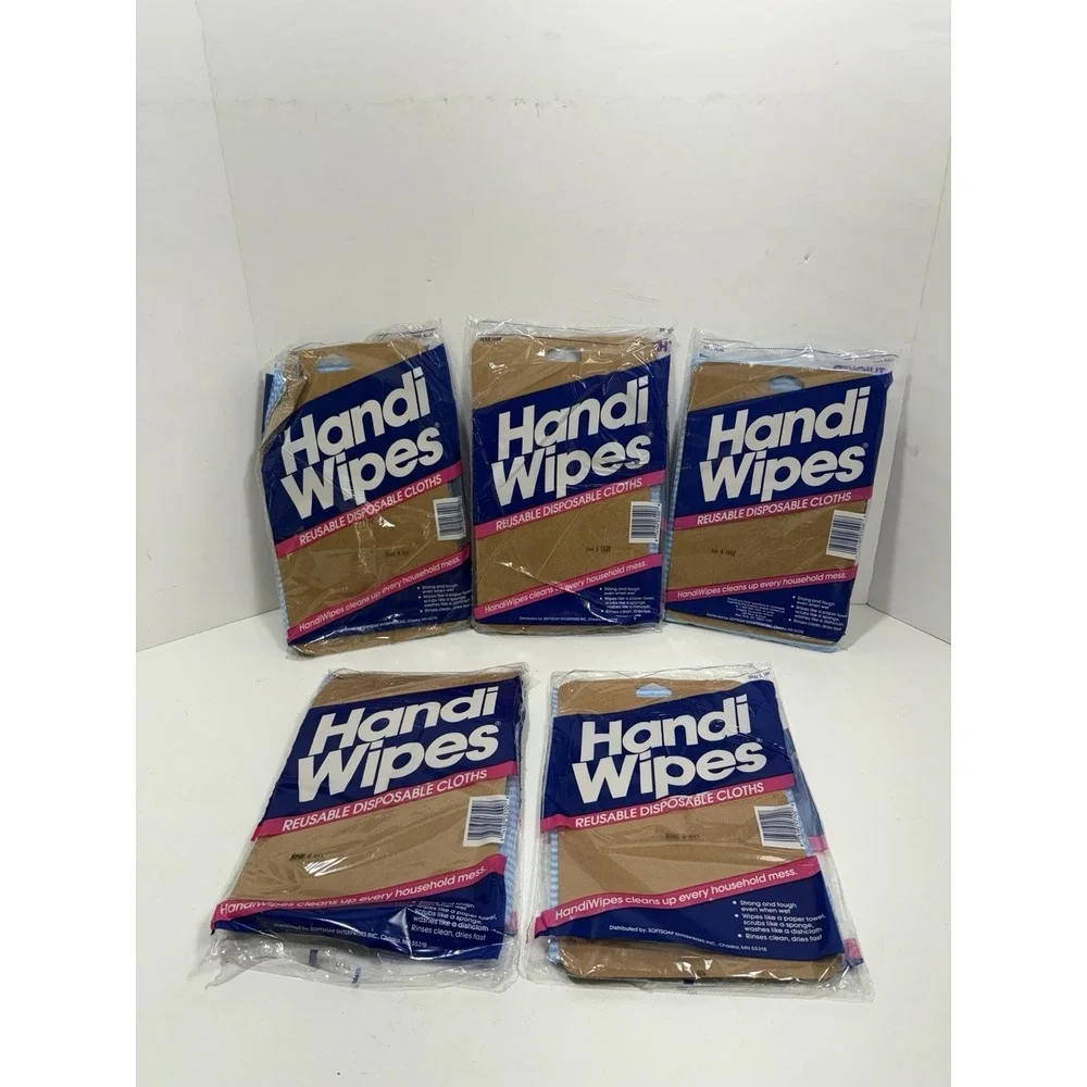 VINTAGE‎ Handi Wipes Reusable Lot of 6 Multi-purpose Cloths Blue 6 Pk Tougher